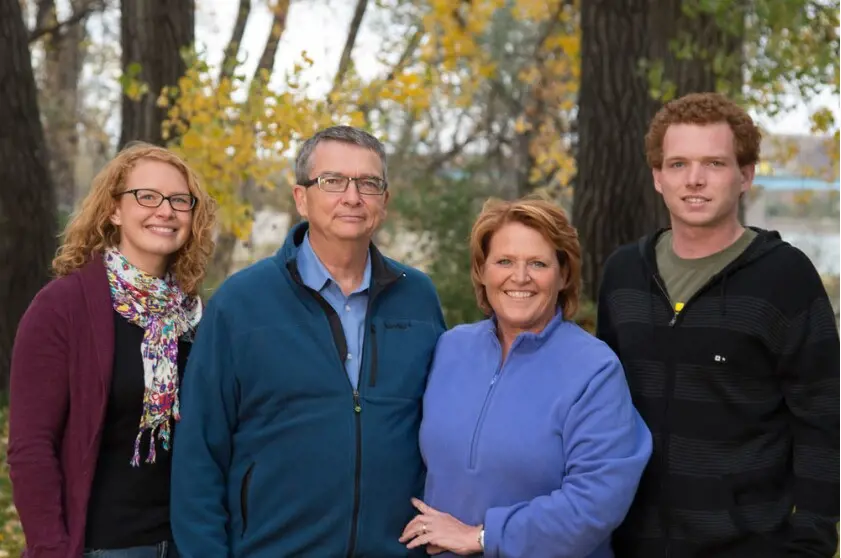 Heidi Heitkamp and her family. At center left is her husband Darwin Lange. Their daughter Alethea is on the left, their son Nathan on the right.