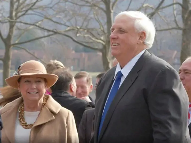 Cathy Justice and Jim Justice await the governor's inauguration in this 2017 file photo.