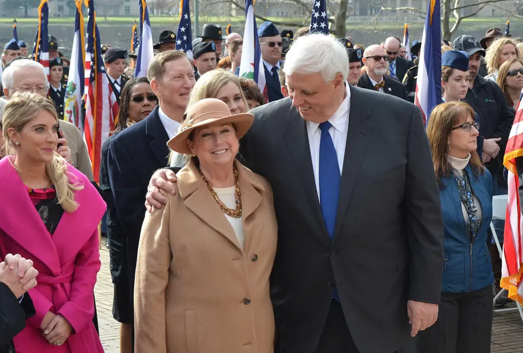 Cathy Leigh Comer Justice the first lady of West Virginia with her husband, Governor Jim Justice.