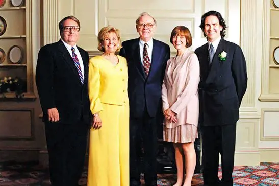 Warren Buffett his wife and three children: Susan Alice Buffett Howard Graham Buffett Peter Buffett