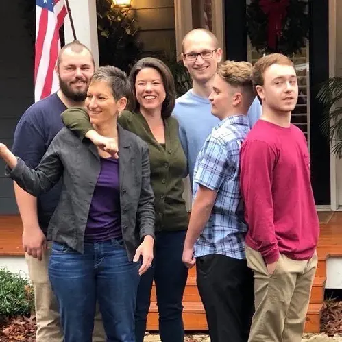 Angie Craig and Cheryl Greene with their four sons.