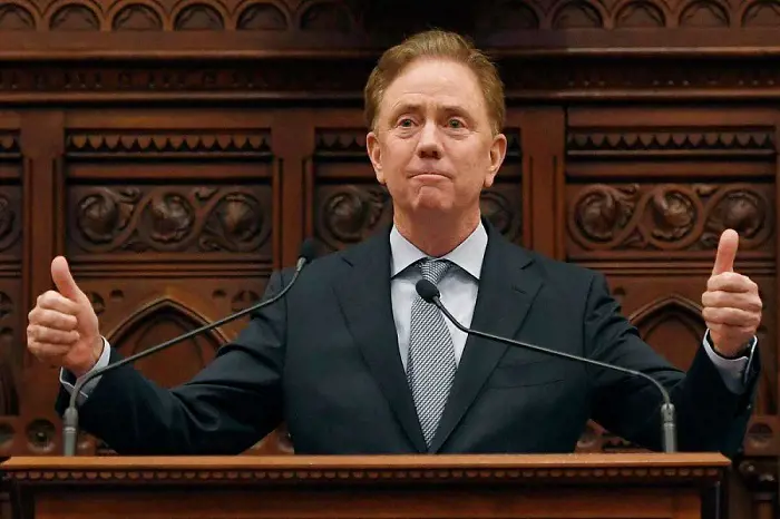 Ned Lamont delivers the State of the State during opening session at the State Capitol, Wednesday, Feb. 5, 2020, in Hartford, Conn.