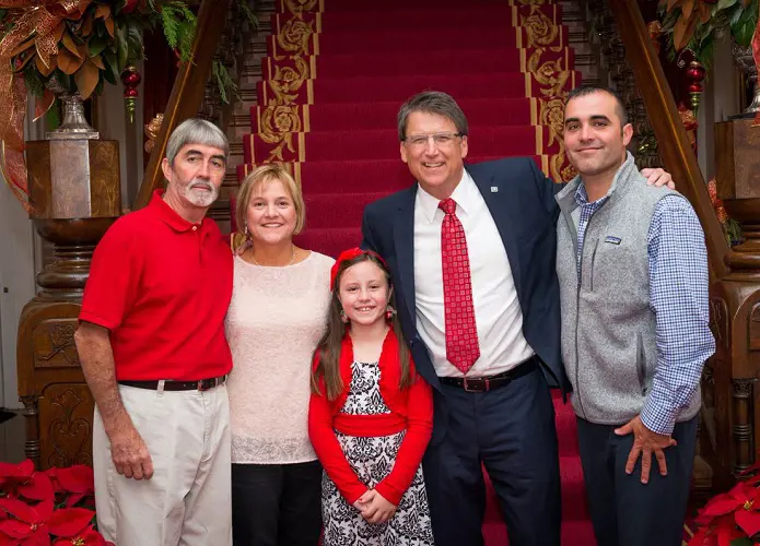 Pat McCrory met Trooper Conner and his beautiful family during the Christmas season at the executive mansion.