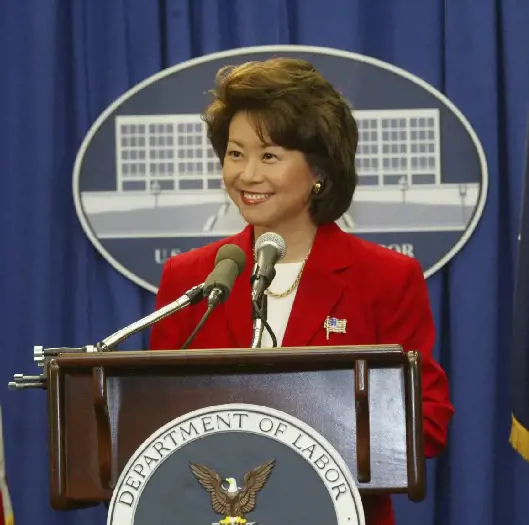  Elaine Chao announcing the resolution of the West Coast Ports dispute.