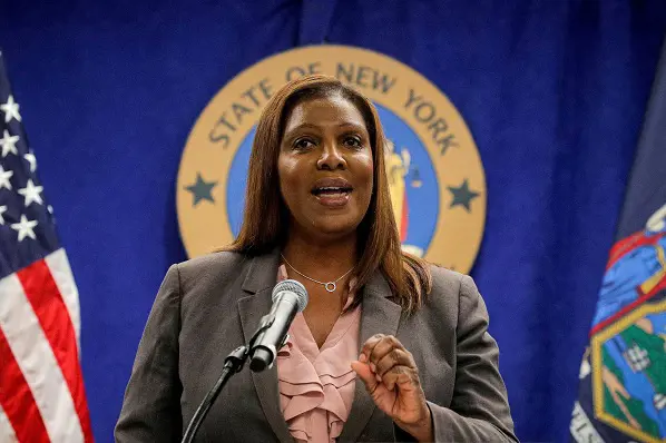 New York State Attorney General Letitia James at a news conference in New York City on May 21, 2021.