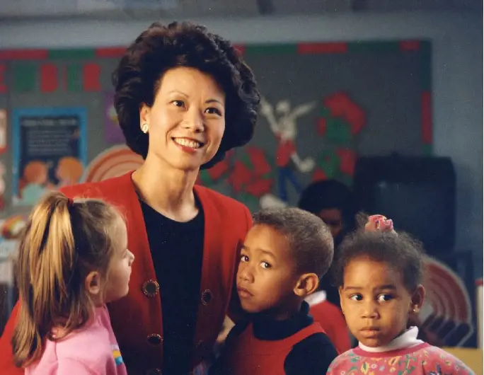 United Way of America President and CEO Elaine Chao visiting a United Way funded child daycare center.