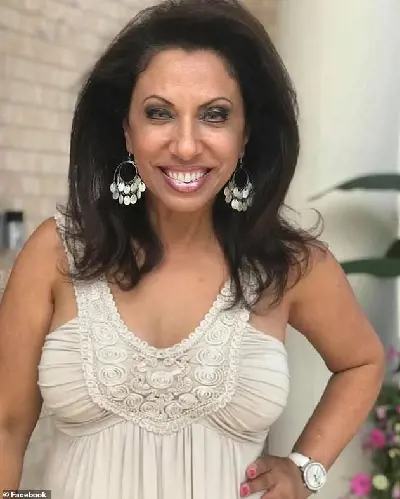 Brigitte Gabriel, wearing white gown and heavy earrings in a function