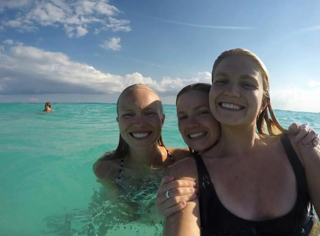 Hadley pictured with her sisters on AUGUST 5 2018 in Tulum beach 