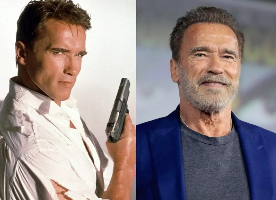 Arnold Schwarzenegger as Harry Tasker in 1994 movie True Lies Vs how he looks now